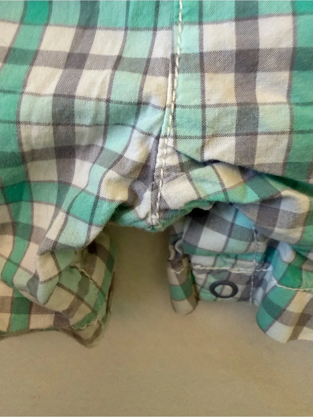 Just One You By Carter's Green and Gray Plaid Baby Overalls Size 12 Months